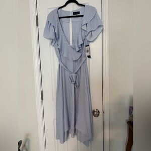 Chic Blue Striped High Low Dress